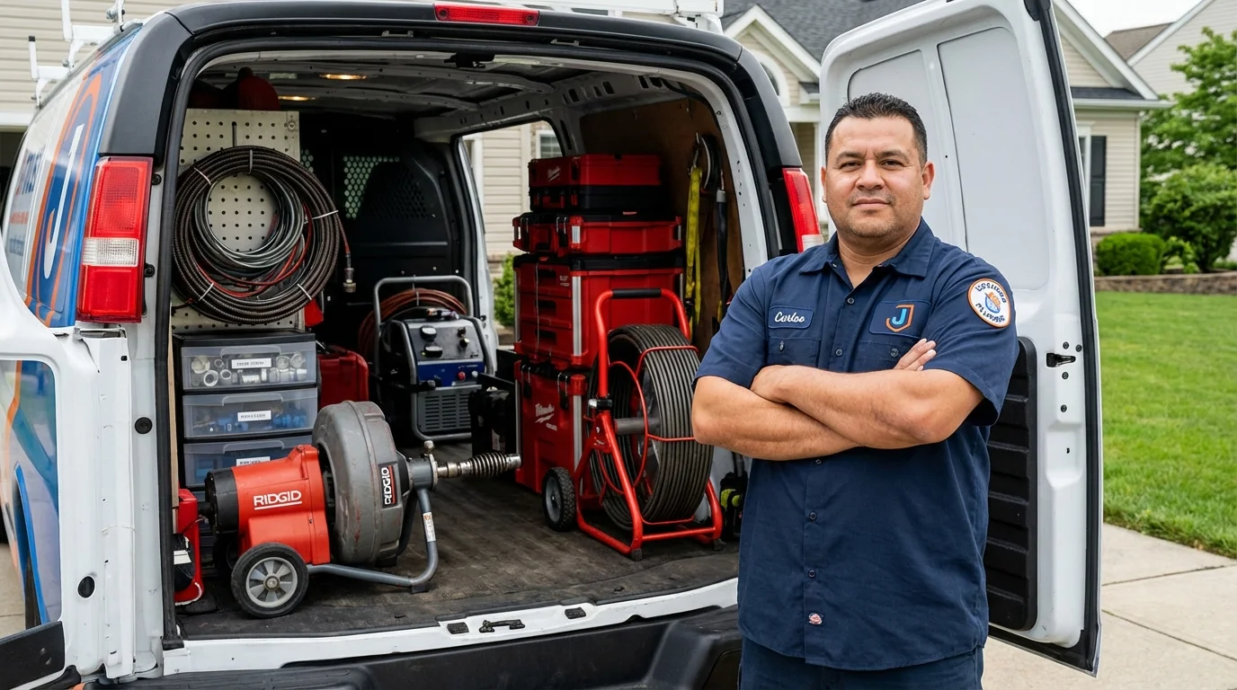 Professional drain cleaning equipment and Johns Plumbing LLC plumber in Cedar Springs