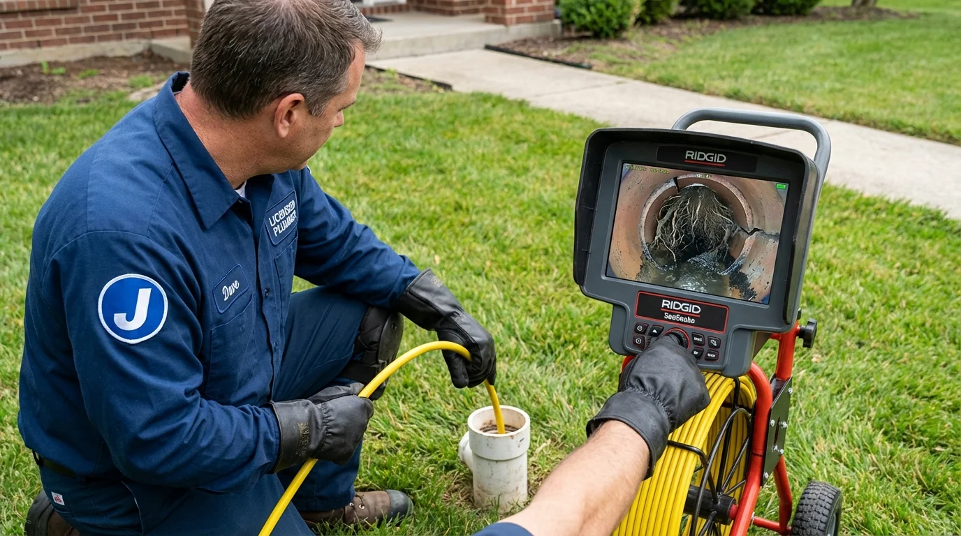 Sewer camera inspection being performed by Johns Plumbing LLC in Cedar Springs