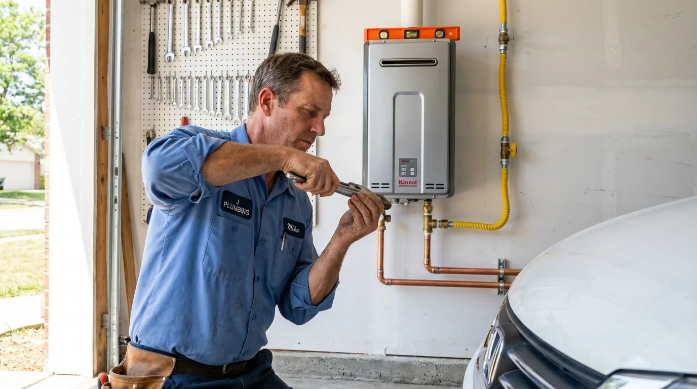 Tankless water heater installation by a Johns Plumbing LLC plumber in Cedar Springs